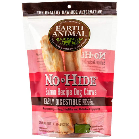 Earth Animal No-Hide Salmon Chews 7" Dog Treats 2 Pack - Poudre Pet and Feed Supply